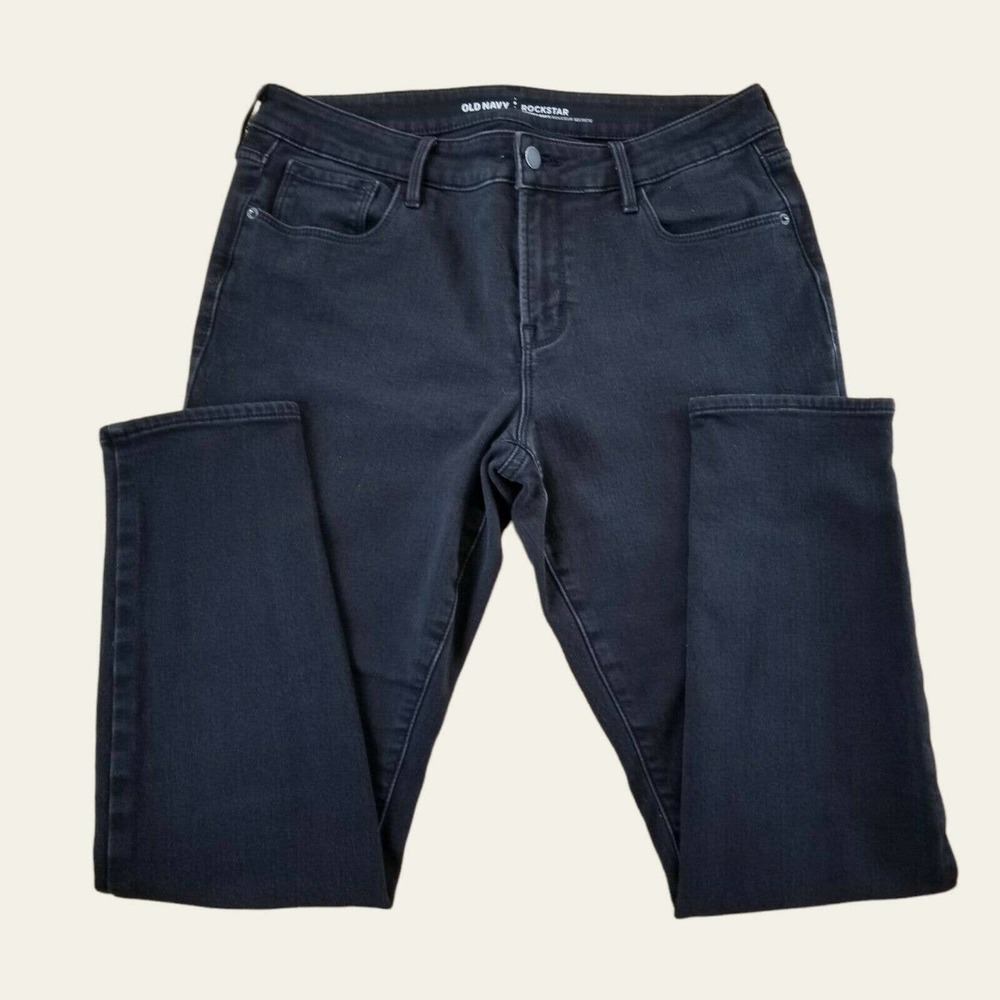 Old Navy Rockstar Jeans size 12 Black 5 Pocket 32×27